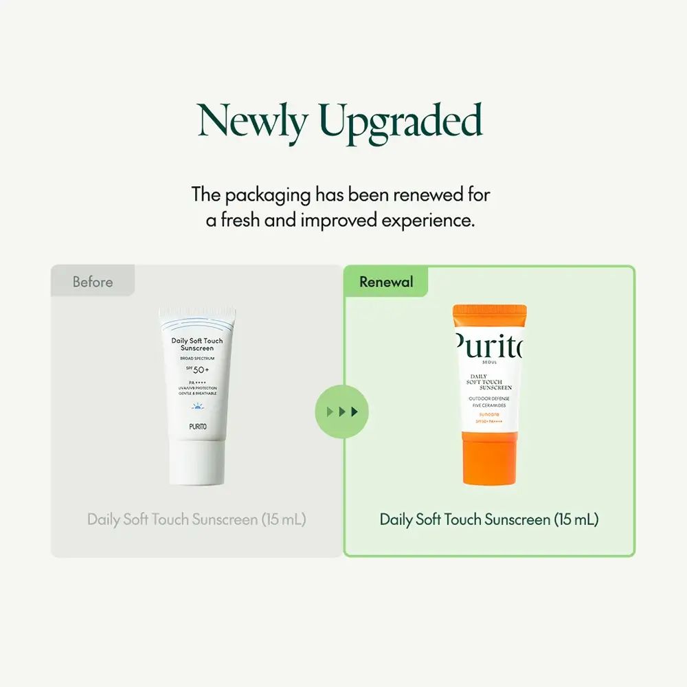 Vergelijking van twee tubes zonnecrème. Links: oude versie. Rechts: nieuwe versie met oranje dop.