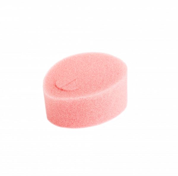 Roze, ovale tampon zonder draad. Met een kleine, ronde uitsparing.