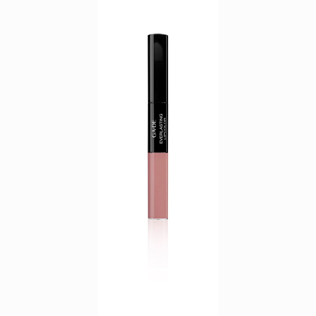Dubbele lippenstift met zwarte dop en roze stick. Opschrift: Ga-De Everlasting Lipcolor.