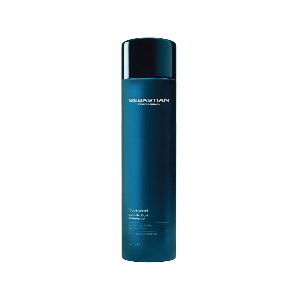 Blauwe fles Sebastian Twisted Elastic Curl Shampoo.