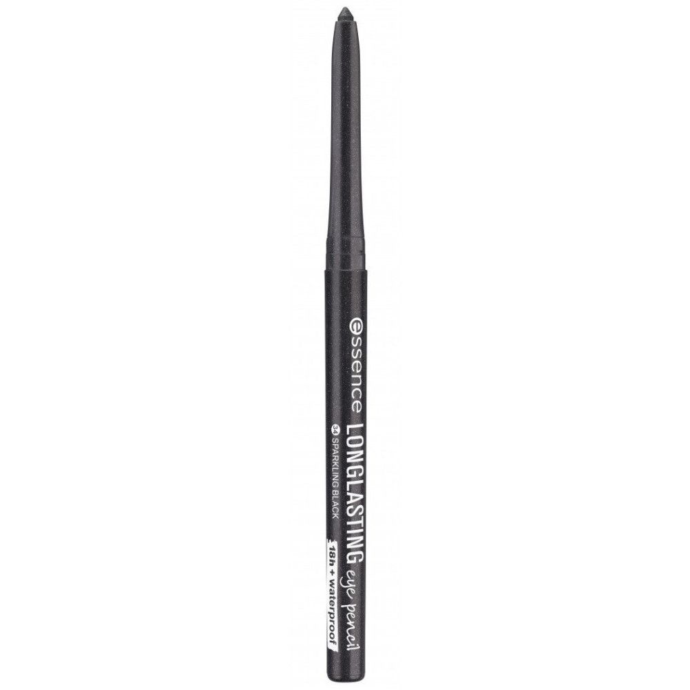 Crayon pour les yeux noir. Inscription: Essence Longlasting Eye Pencil. Sparkling Black. Waterproof.
