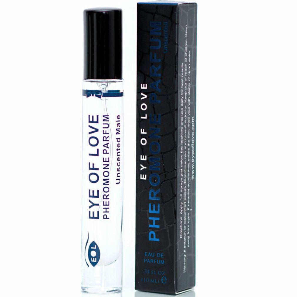 Un flacon et une boîte de spray phéromone "Eye of Love" pour hommes, sans parfum.