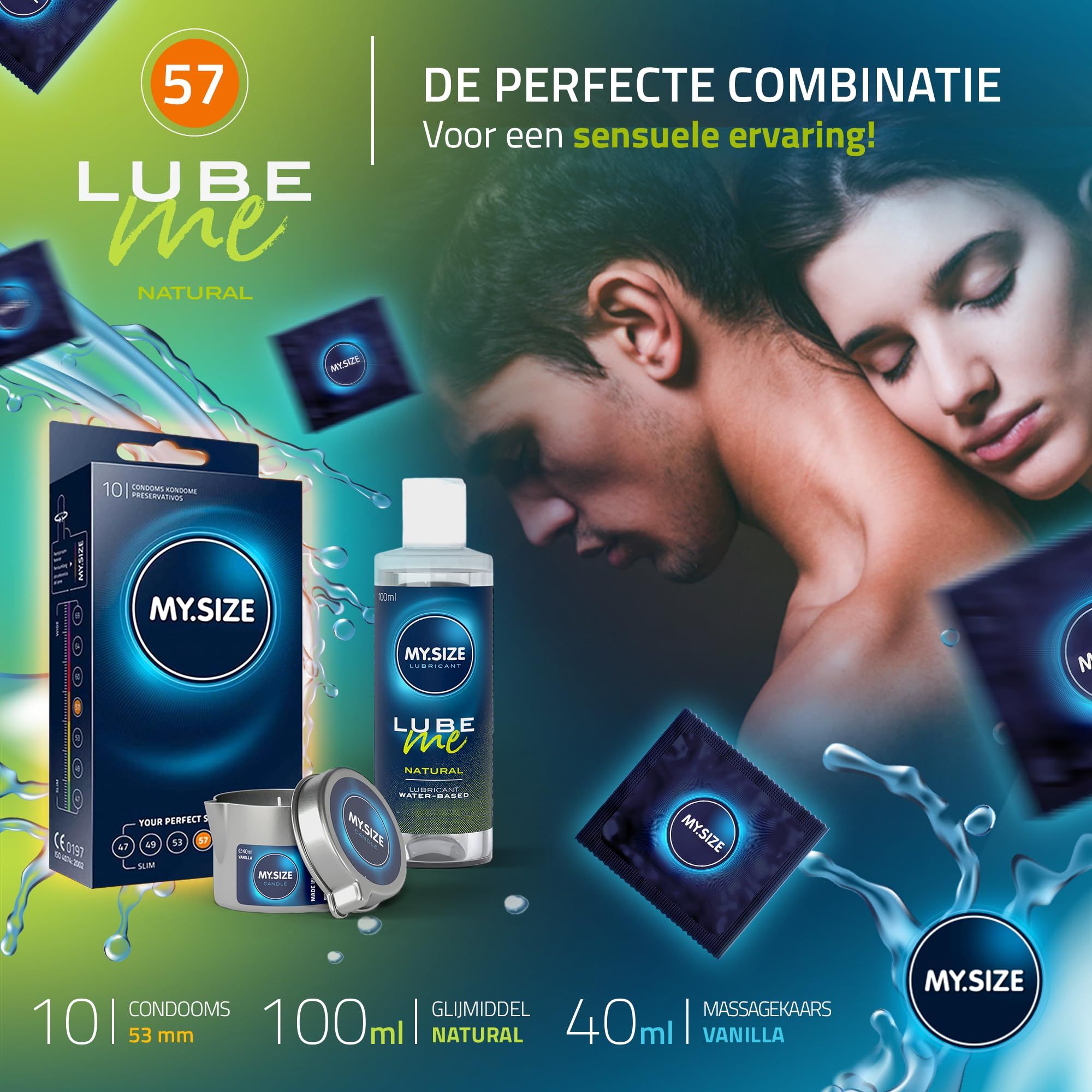 MY.SIZE PRO Condooms + LUBE ME Natural + Body Candle Set