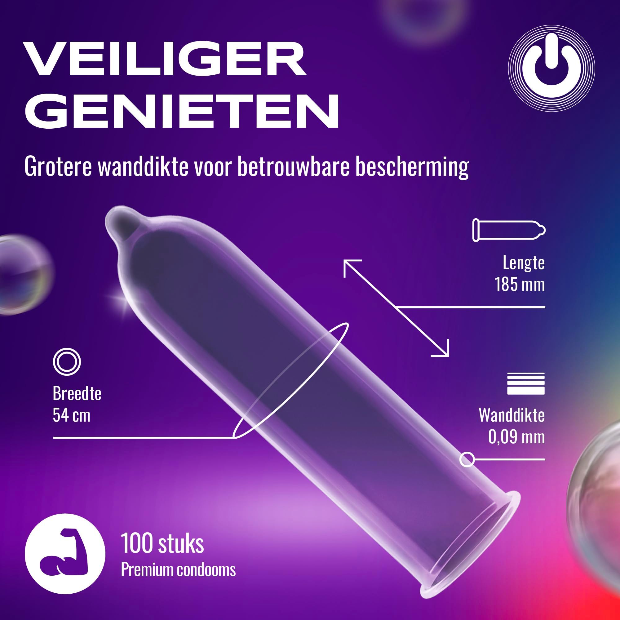 ON) Strong condooms: Transparant, extra dik, met siliconen glijmiddel. 100 stuks.
