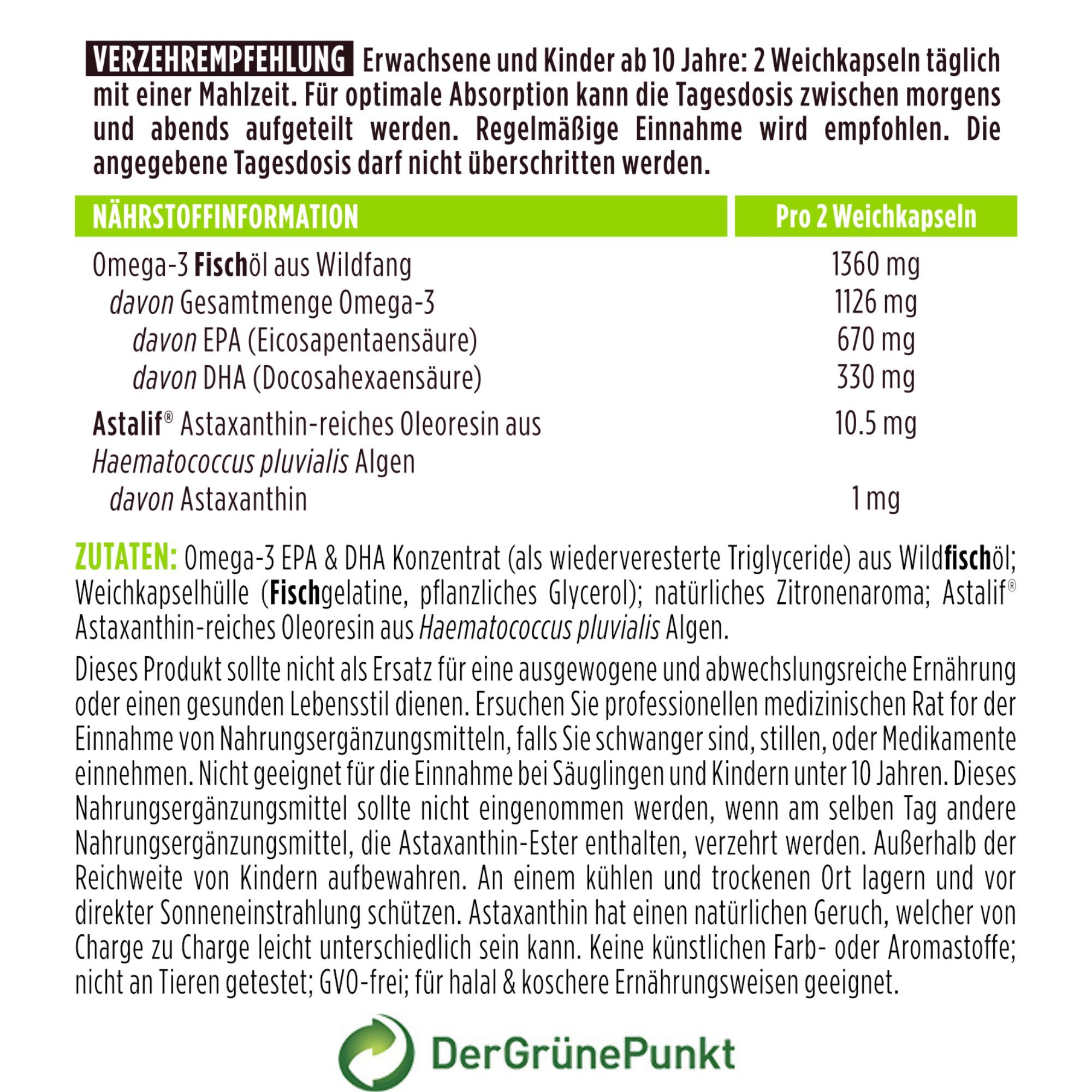 Arrière du flacon Igennus Oméga-3 avec informations nutritionnelles et ingrédients.