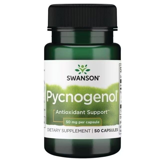 Bouteille verte de Swanson Pycnogenol, 50 mg par capsule, 50 capsules.