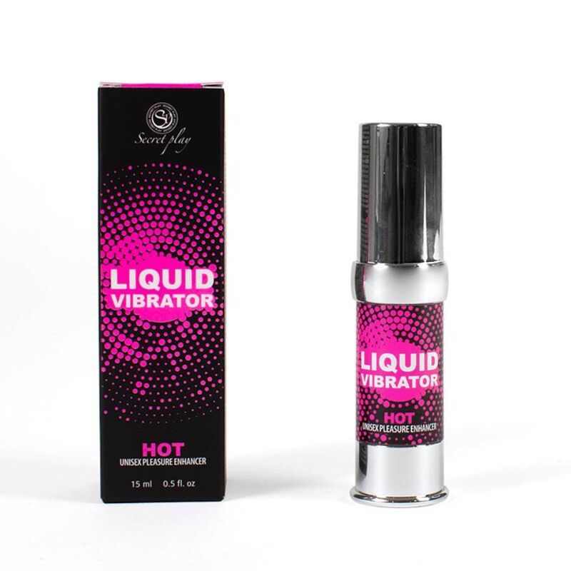Secret Play Liquid Vibrator Hot 15ml flesje en verpakking.