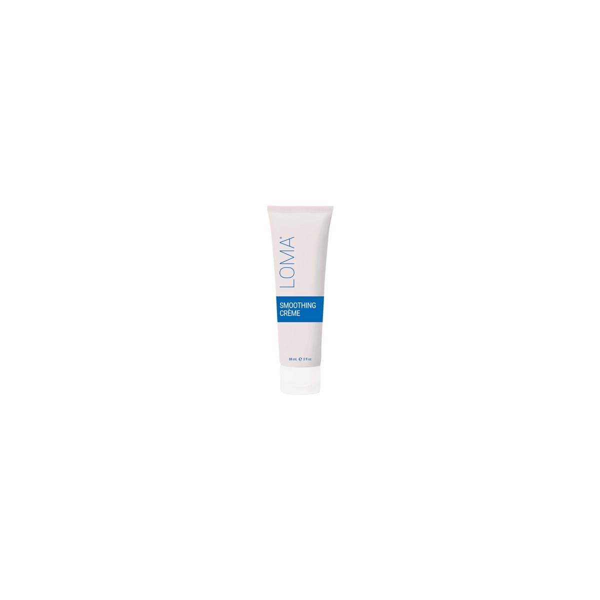Tube LOMA Smoothing Crème. Blanc avec bande bleue. Texte: LOMA, Smoothing Crème.