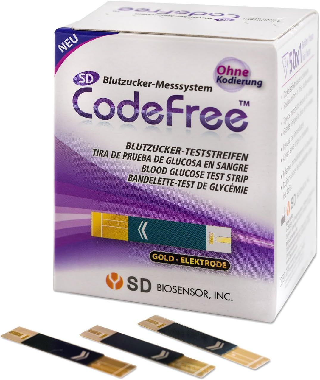 CodeFree Bandelettes de test de la glycémie pour la mesure du diabète en cas de glycémie