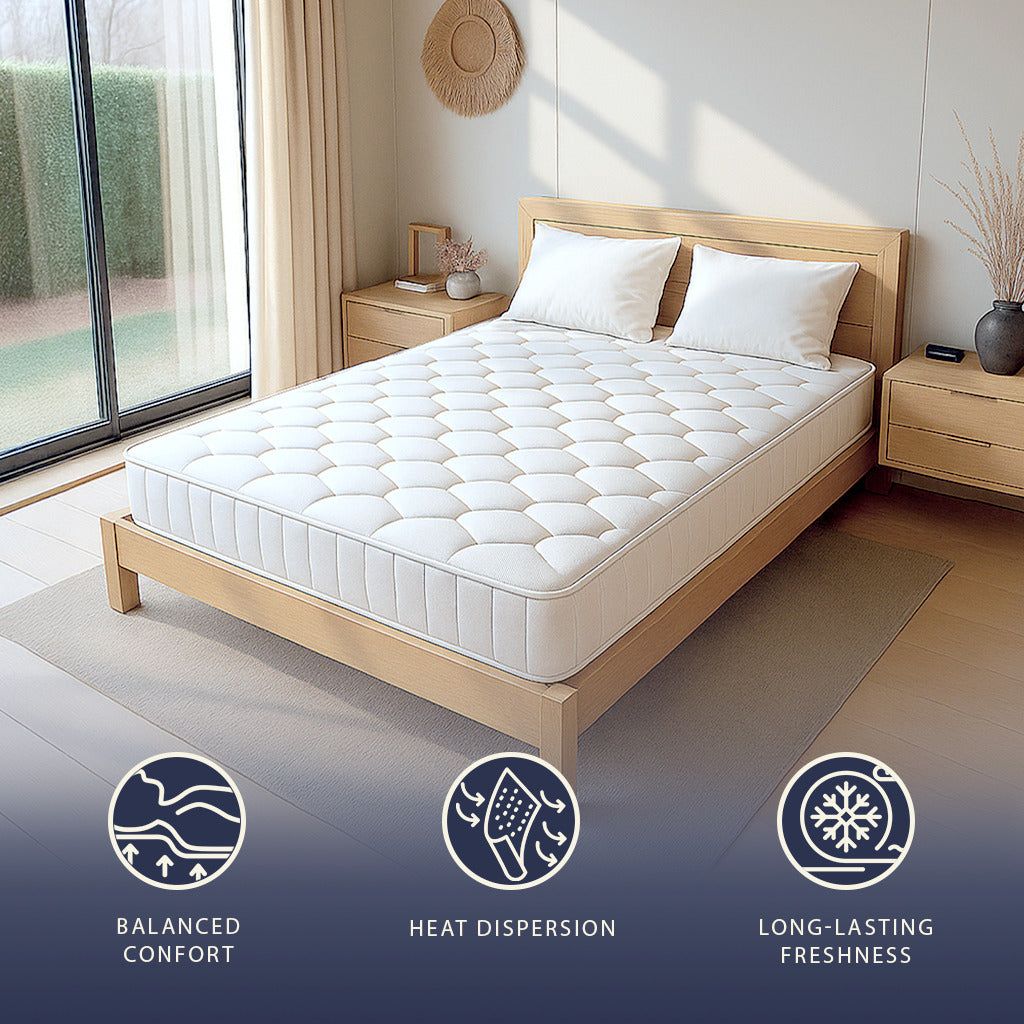 The White Stone Matras 140x190 met Pocketveren en Memory Foam | Hoogte 25 cm