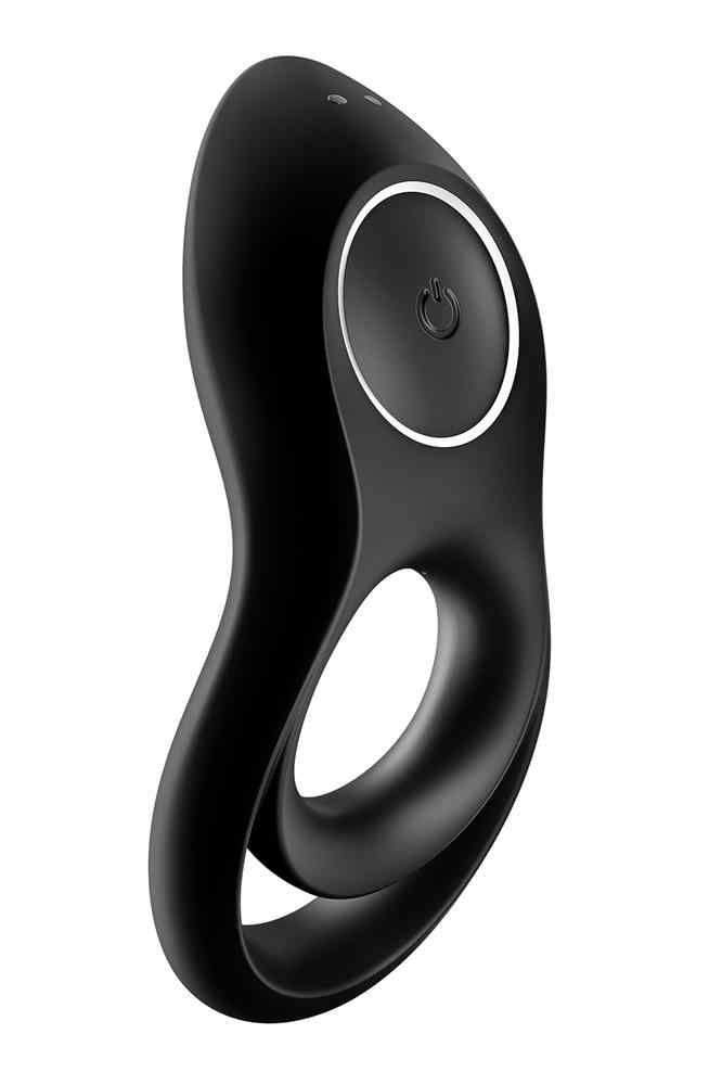 Vue avant du Satisfyer Legendary Duo Ring Vibrator noir.