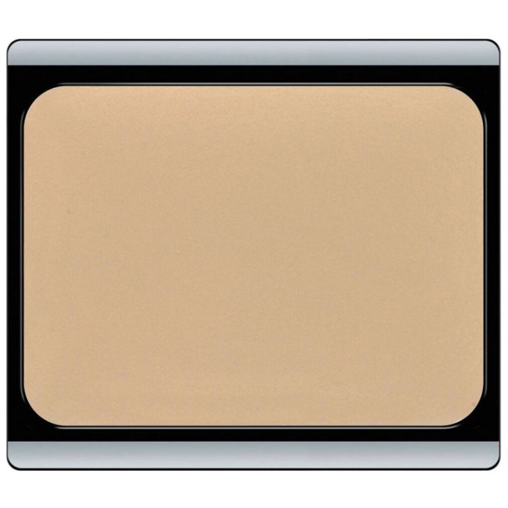 Artdeco Camouflage Creme en boîte rectangulaire. Crème beige. Cadre noir avec bord argenté.