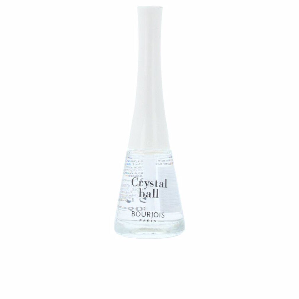 Flacon de vernis à ongles avec bouchon blanc. Inscription: Crystal ball, Bourjois Paris.
