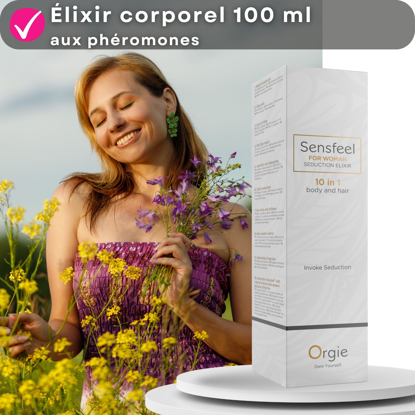 Élixir Sensfeel 100ml aux phéromones, attire les hommes.