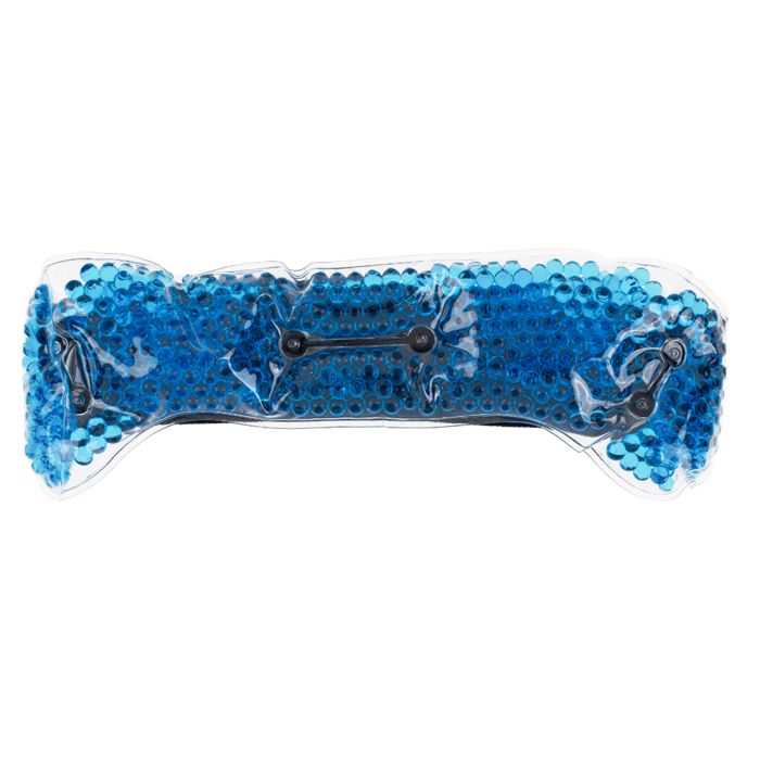 Bandeau spa bleu, rectangulaire. Contient des billes bleues. Fixations noires.