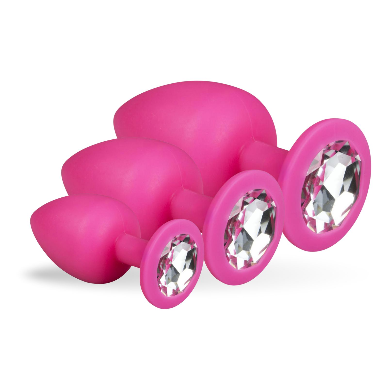 Easytoys - Plug anal en silicone rose avec pierre décorative - SET