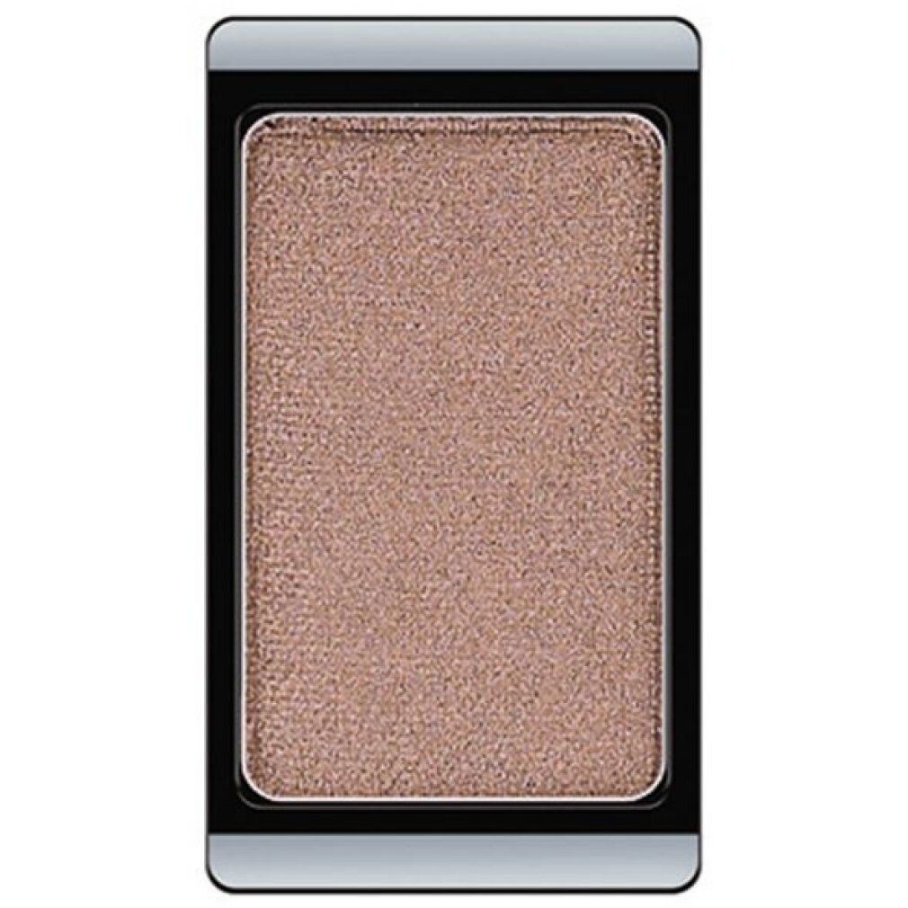 Fard à paupières rectangulaire, teinte marron clair, dans un cadre noir.