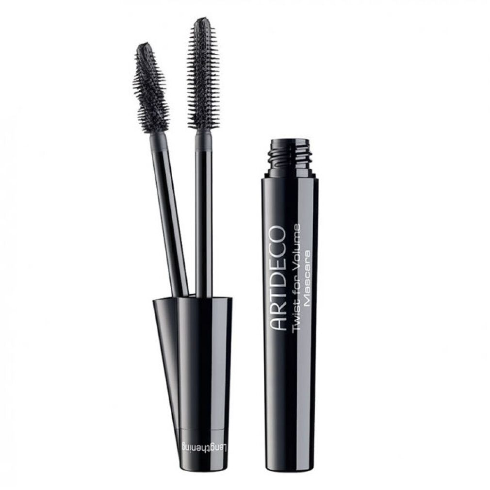 Mascara ARTDECO Twist for Volume avec deux brosses et un flacon noir.