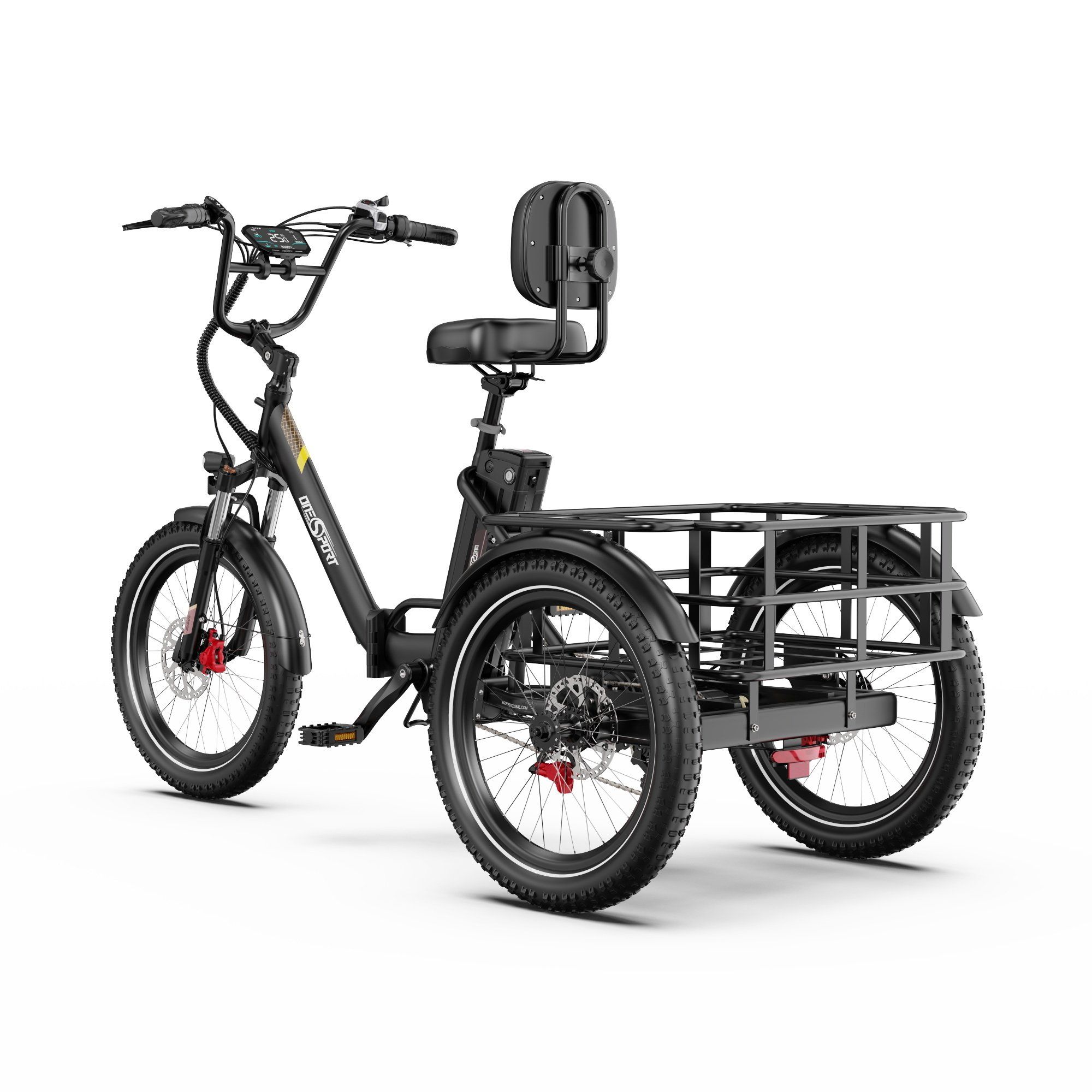 ONESPORT OT30 PRO Vélo cargo électrique à trois roues- Moteur 500 W, batterie 48 V 18 Ah