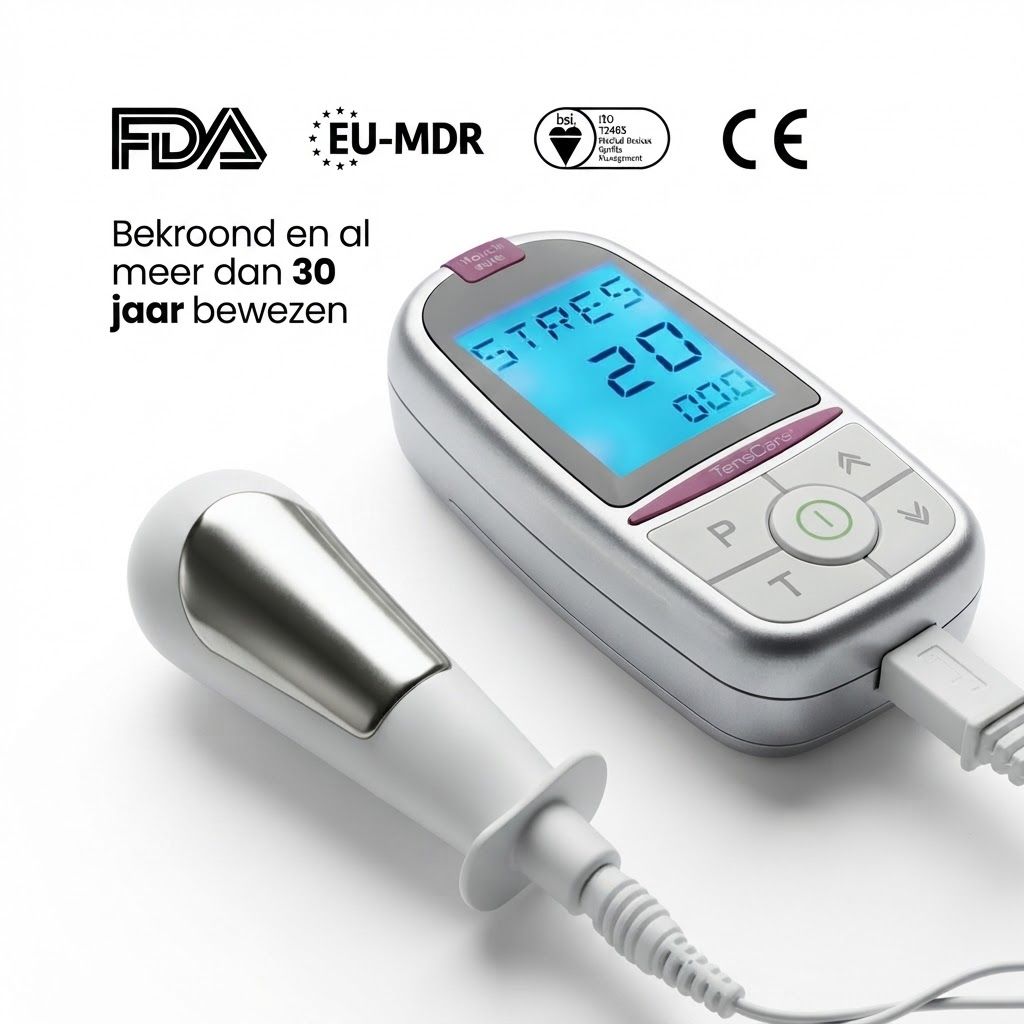 TensCare iTouch Sure: FDA, EU-MDR, CE-gecertificeerd, al meer dan 30 jaar bewezen.