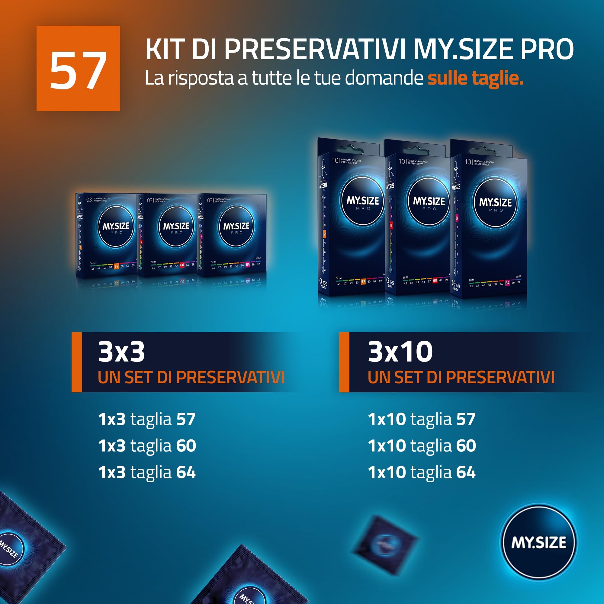 Emballage de préservatifs My.Size PRO, 36 pièces, 57mm.