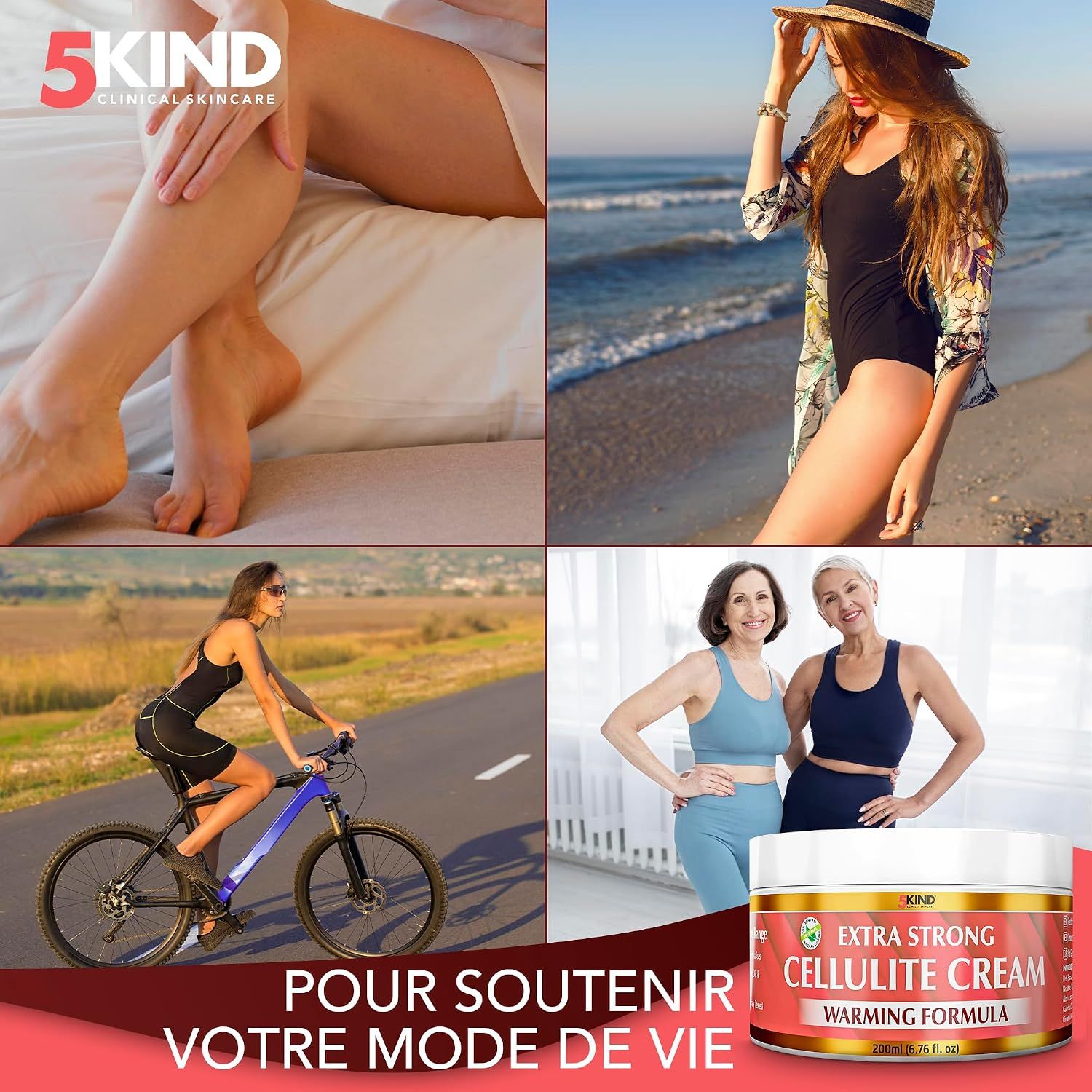 Femme appliquant de la crème sur ses jambes.