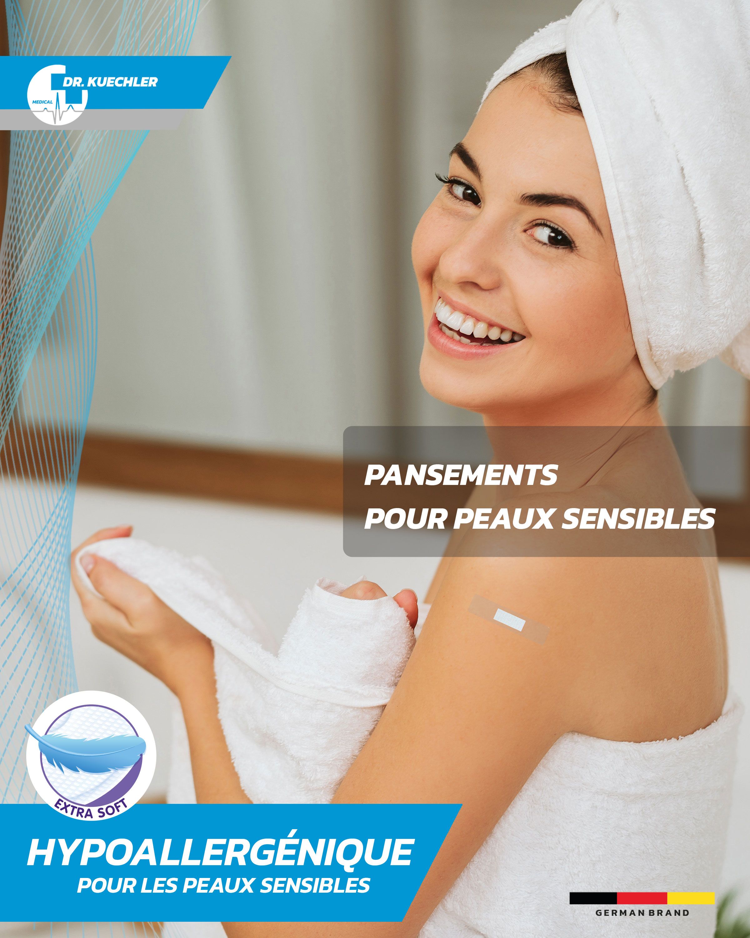 Dr. Kuechler Medical®  pansements pour la douche, imperméables, stériles, pour peaux sensibles