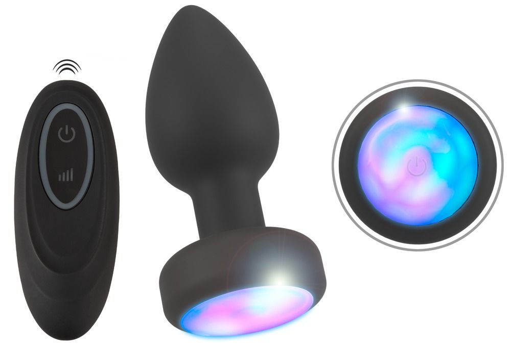 Bouchon anal, télécommande et élément lumineux du produit ANOS.