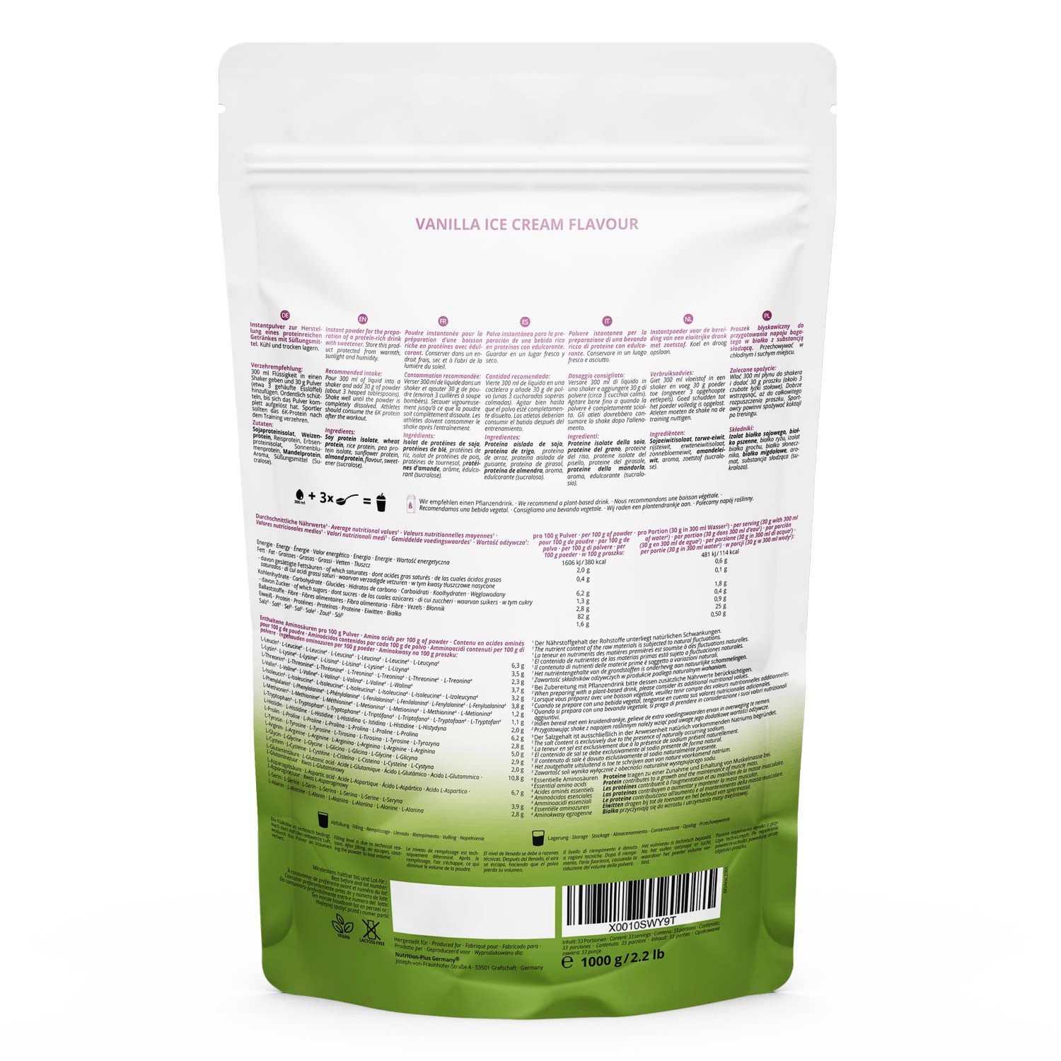 nutri+ 6K Poudre de protéines 1kg - shake sans Whey