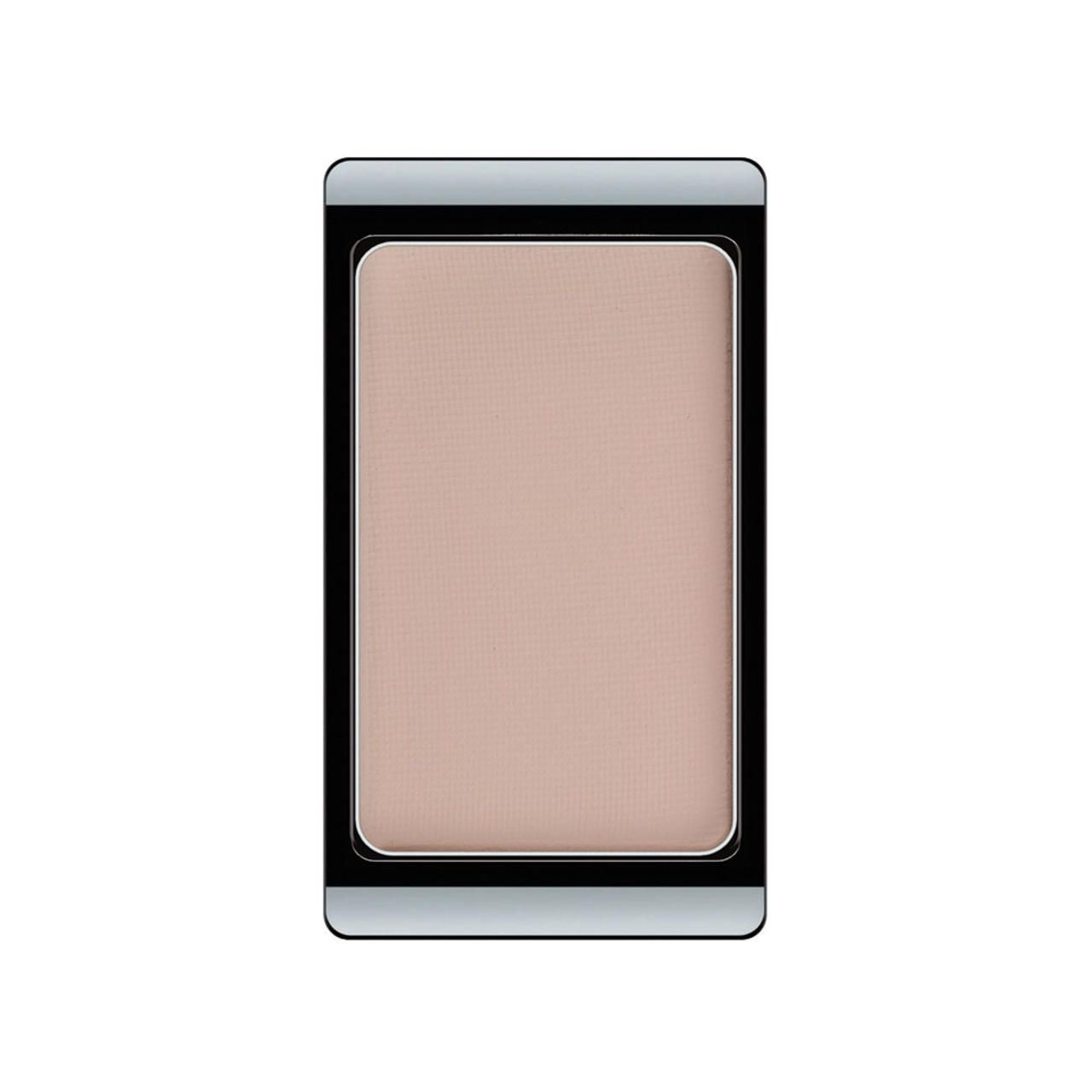 Artdeco Lidschatten Mattfarben. Rechthoekig, beige oogschaduwpalet in zwarte behuizing met zilveren accenten.