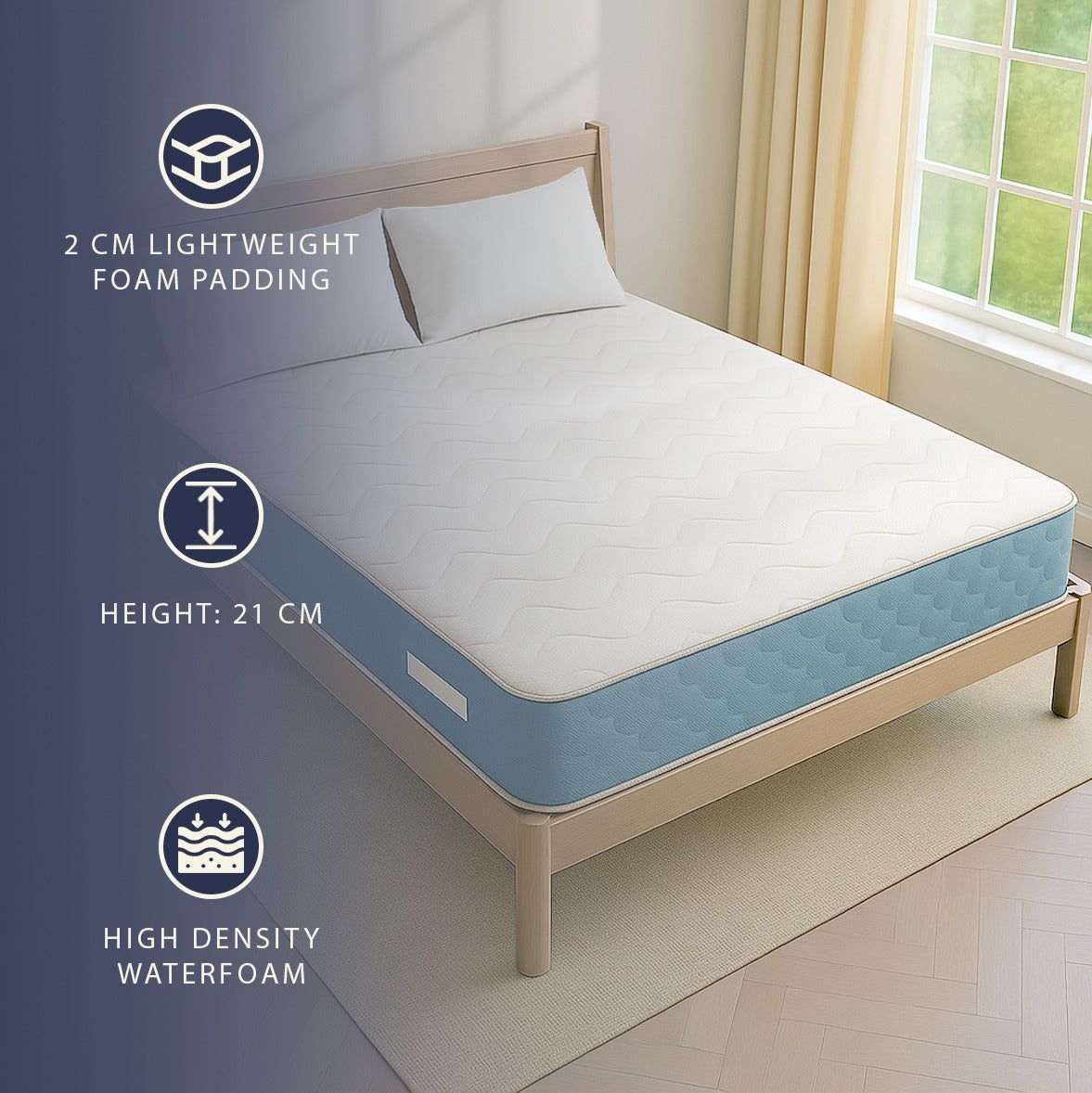 The White Stone Orthopedisch Matras 80x190 cm Hoogte 21 cm | Ergonomisch en Ademend