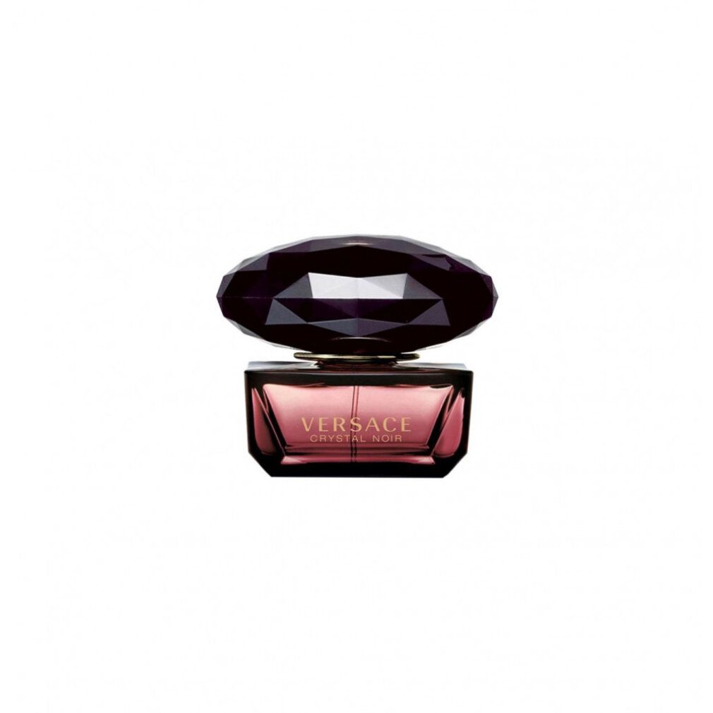 Versace Crystal Noir Eau de Parfum. Zwarte fles met zwarte dop. Gouden tekst.