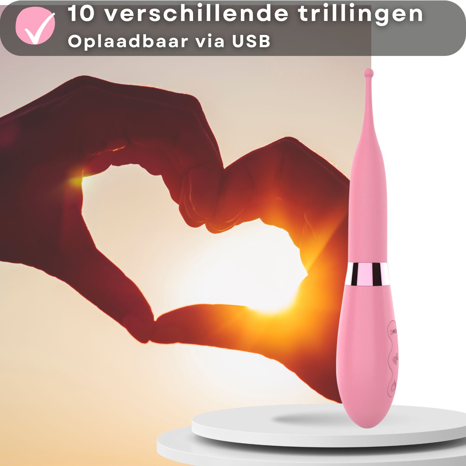 Roze vibrator met stimulerende bal. Siliconen en ABS. 20cm lang, 2,5cm diameter. USB oplaadbaar. 10 standen.