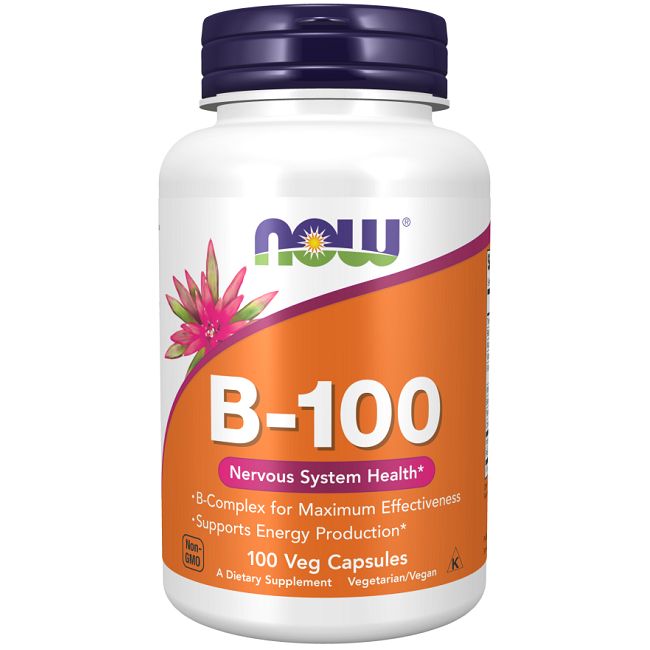 Now Foods B-100 Complex Capsules pour le système nerveux. Contient 100 capsules végétales.