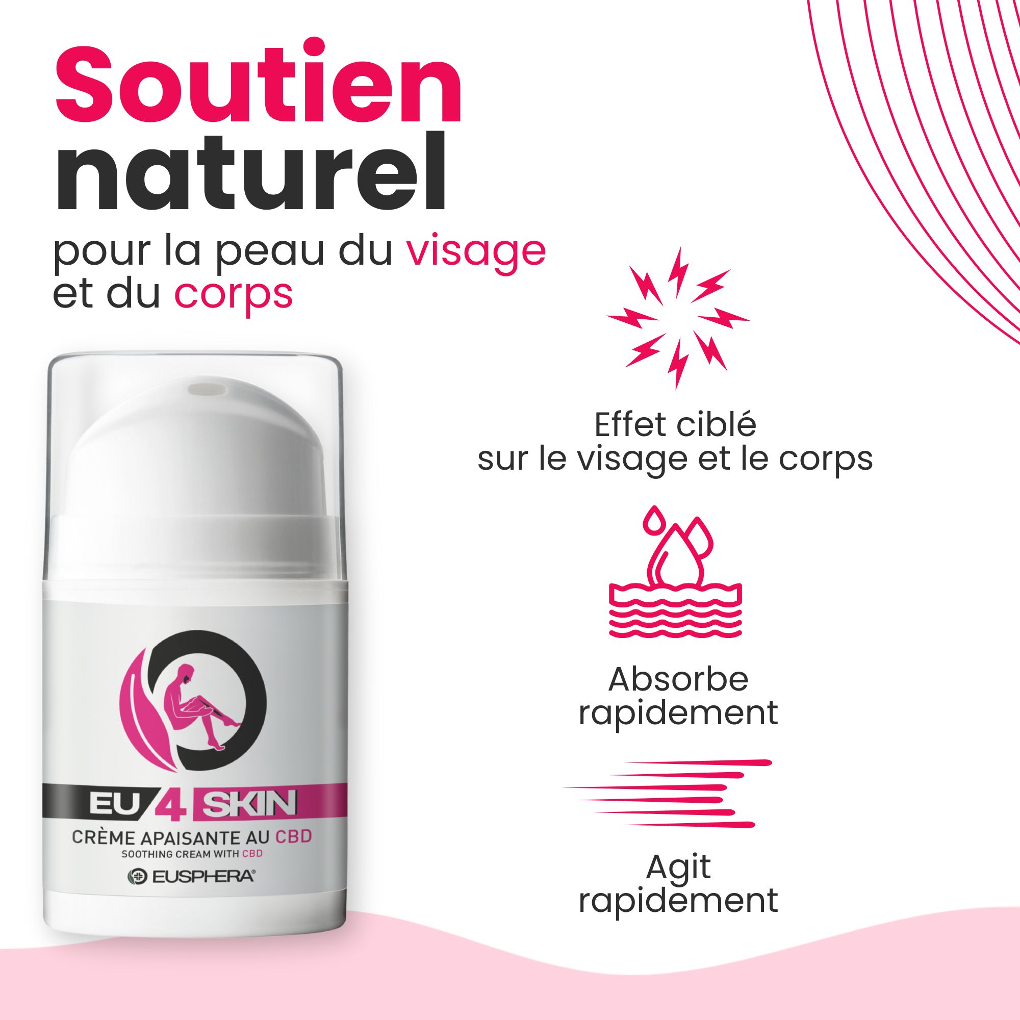 Crème apaisante au CBD pour l'acné, l'eczéma et le psoriasis | EU4DERMA - Eusphera