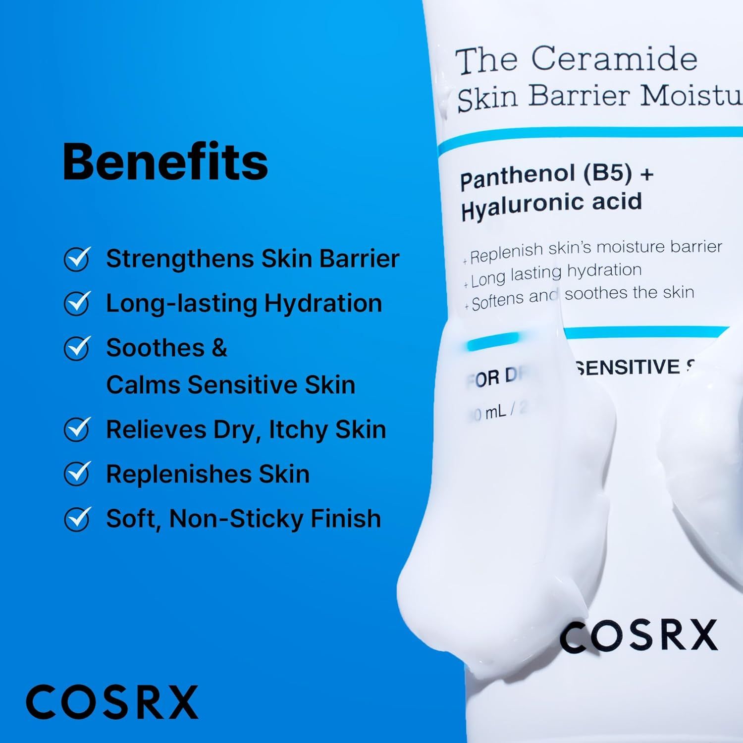 Avantages de la crème hydratante COSRX The Ceramide Skin Barrier, y compris le renforcement de la barrière cutanée.
