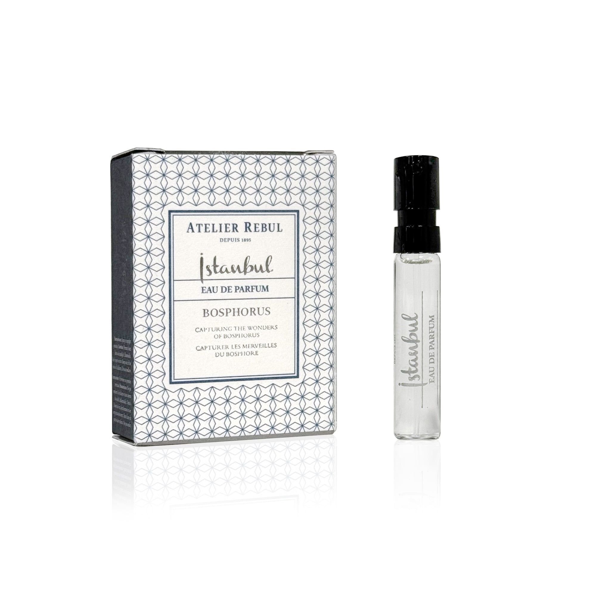 Parfum sample met doosje: Atelier Rebul Istanbul Bosphorus Eau de Parfum.