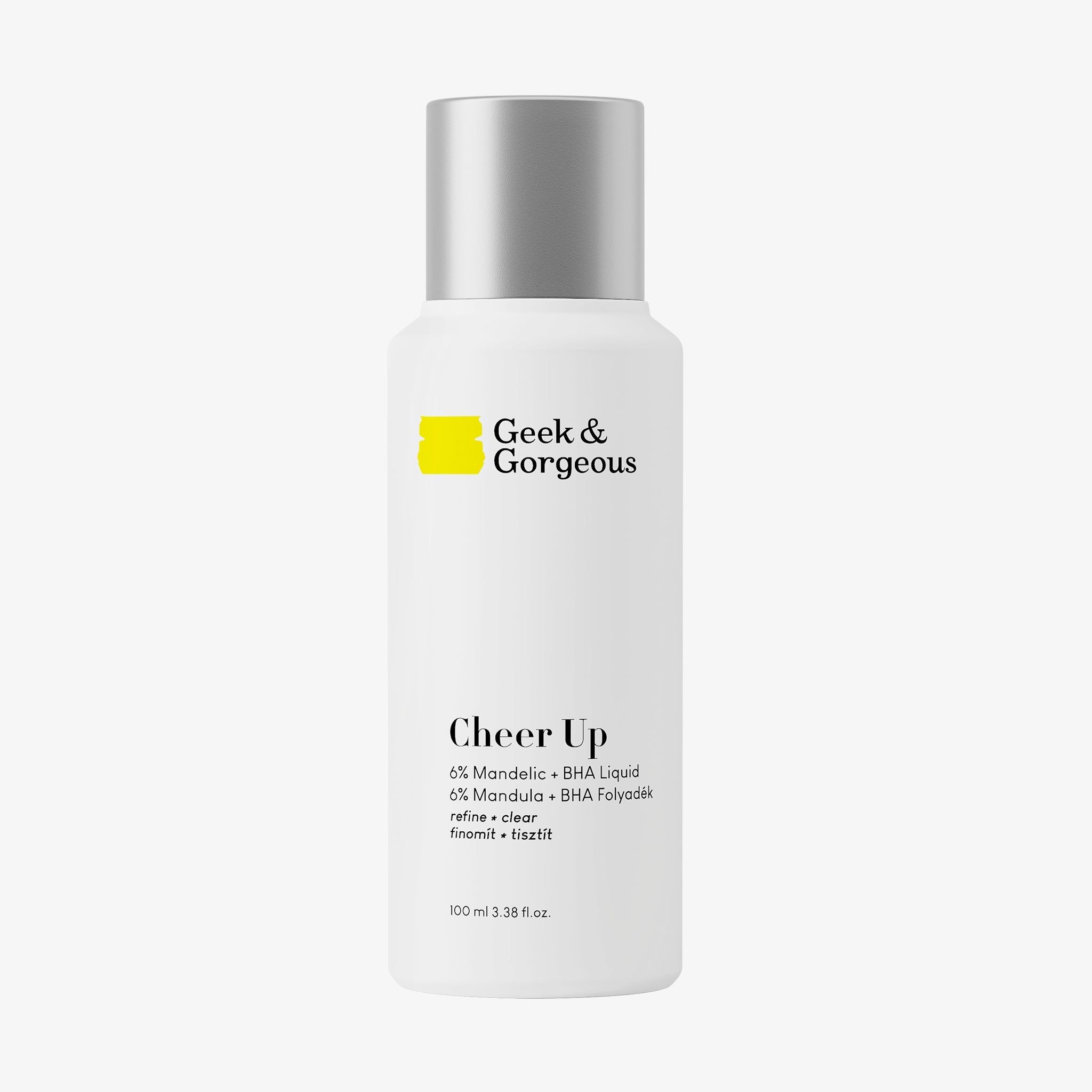Geek & Gorgeous Cheer up, peeling chimique à l'acide mandélique et à l'acide BHA, contre l'acné