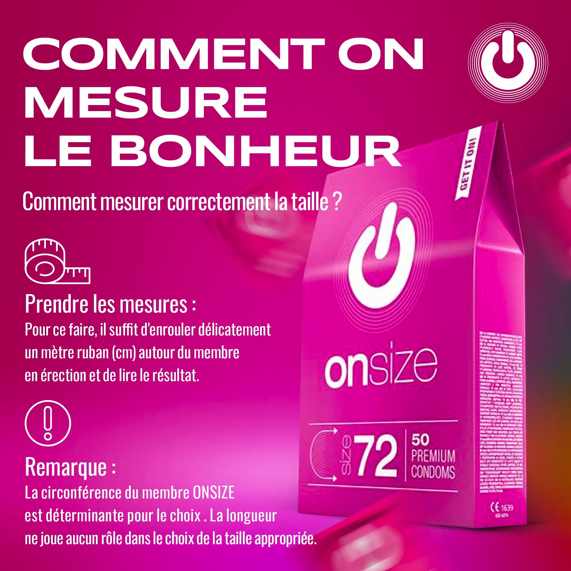 Aperçu des différentes tailles de préservatifs ONsize.