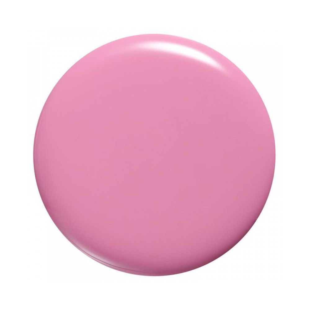 Een ronde, glanzende, lichtroze nagellakkleur.