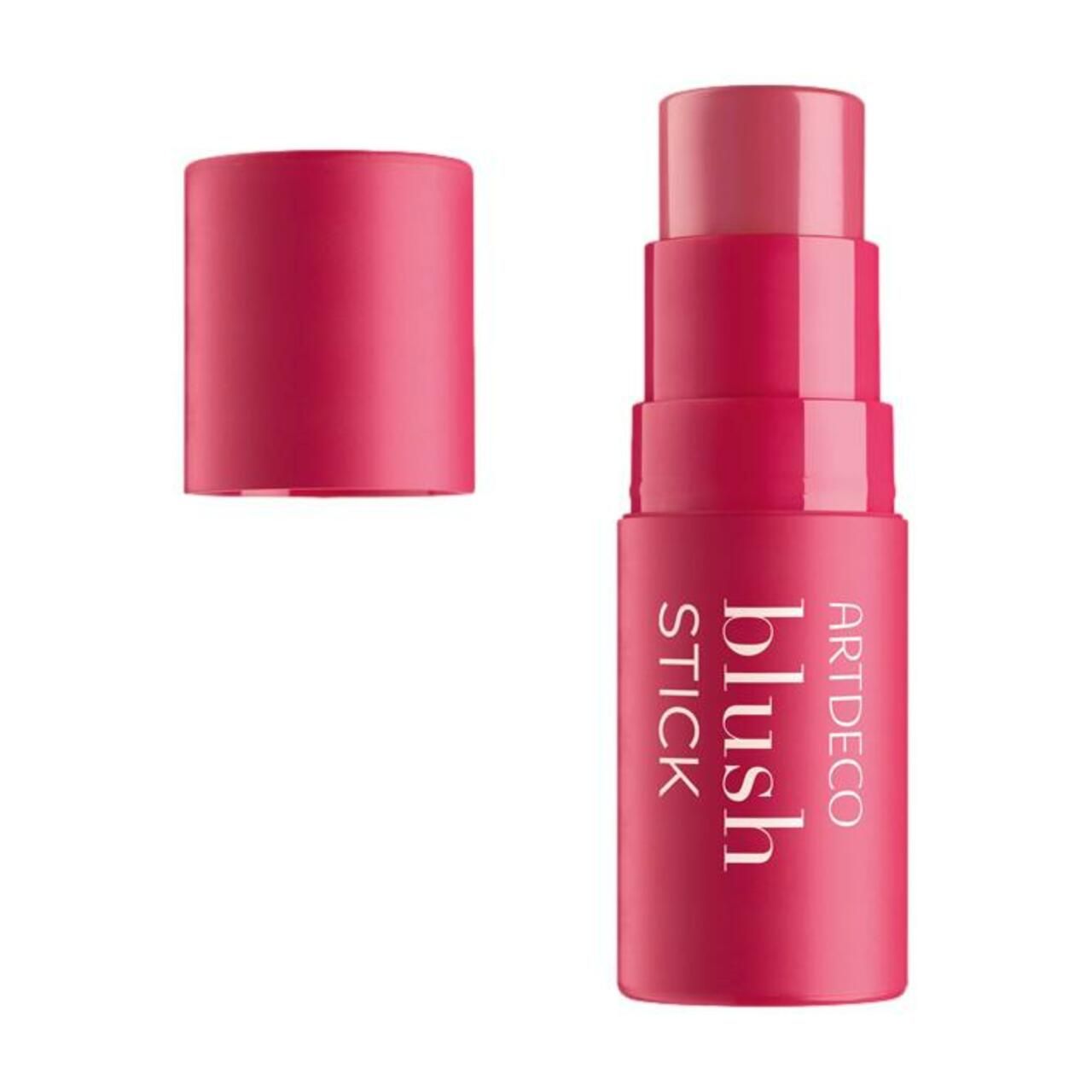 Roze blush stick met open dop. Op de stick staat "blush stick" en "ARTDECO".
