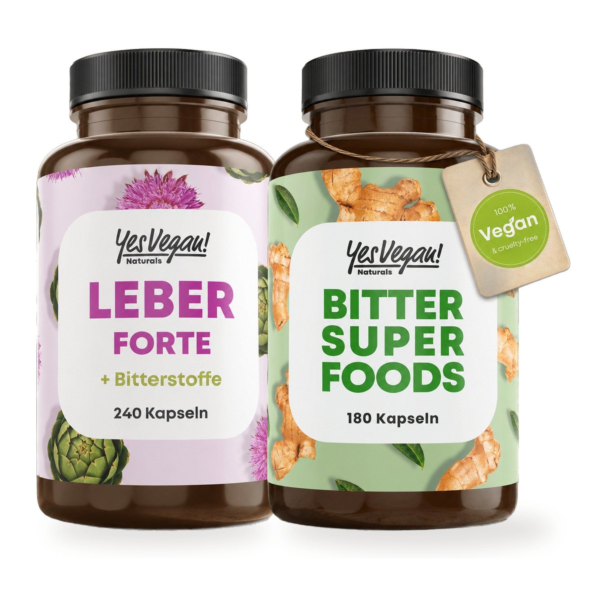 Yes Vegan! Leber Forte en Bitter Super Foods capsules.