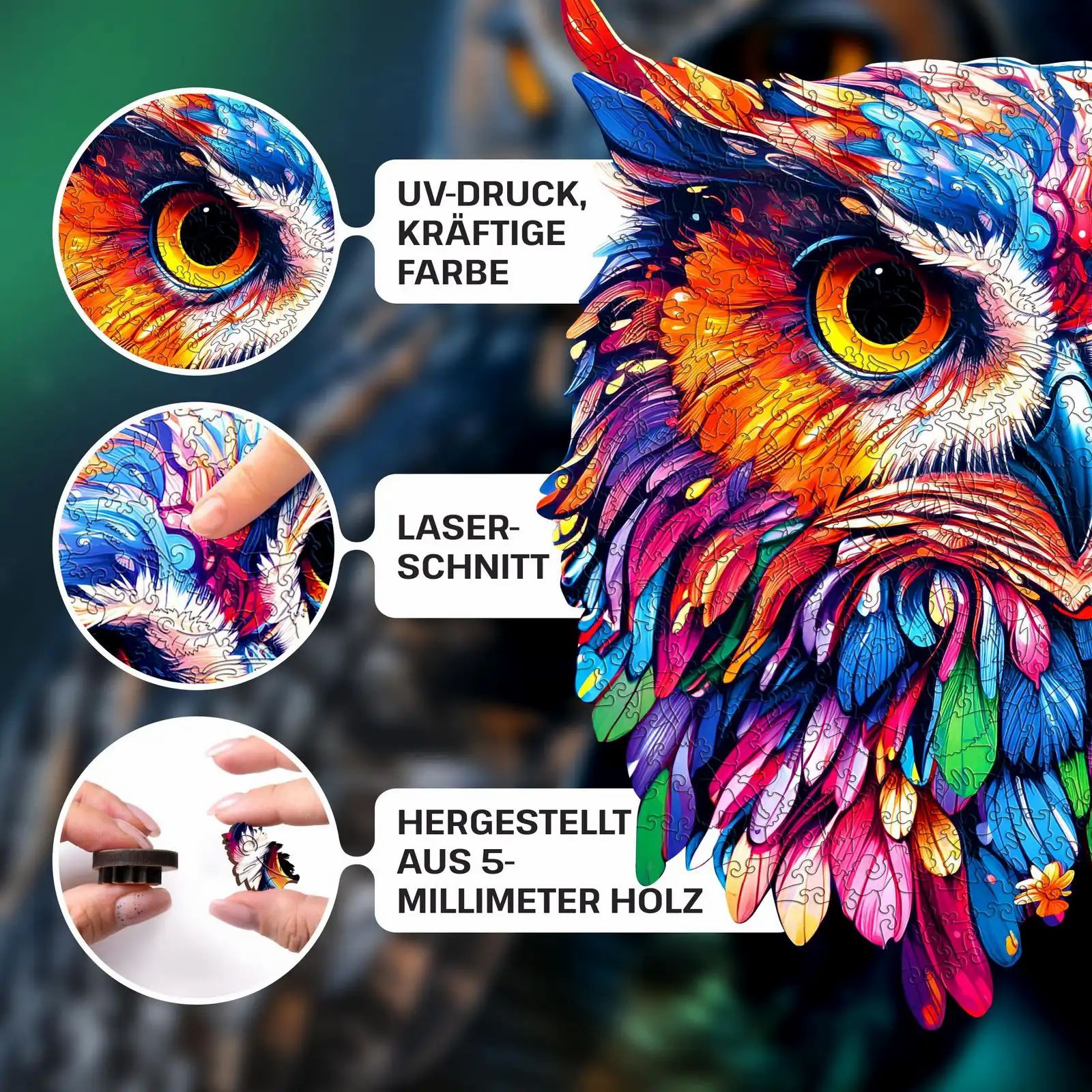 elliot Houten Puzzel Uil L - 500 Stukjes