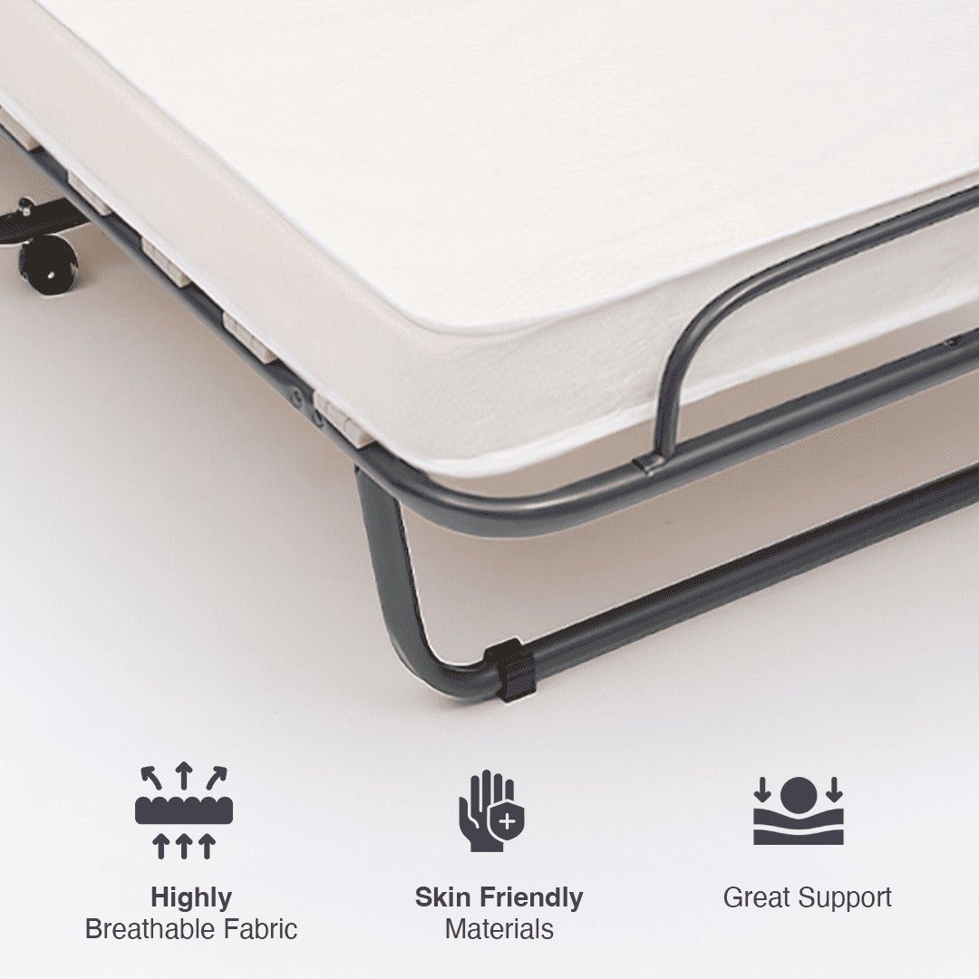 The White Stone Opklapbed met matras 80x190 cm van waterfoam