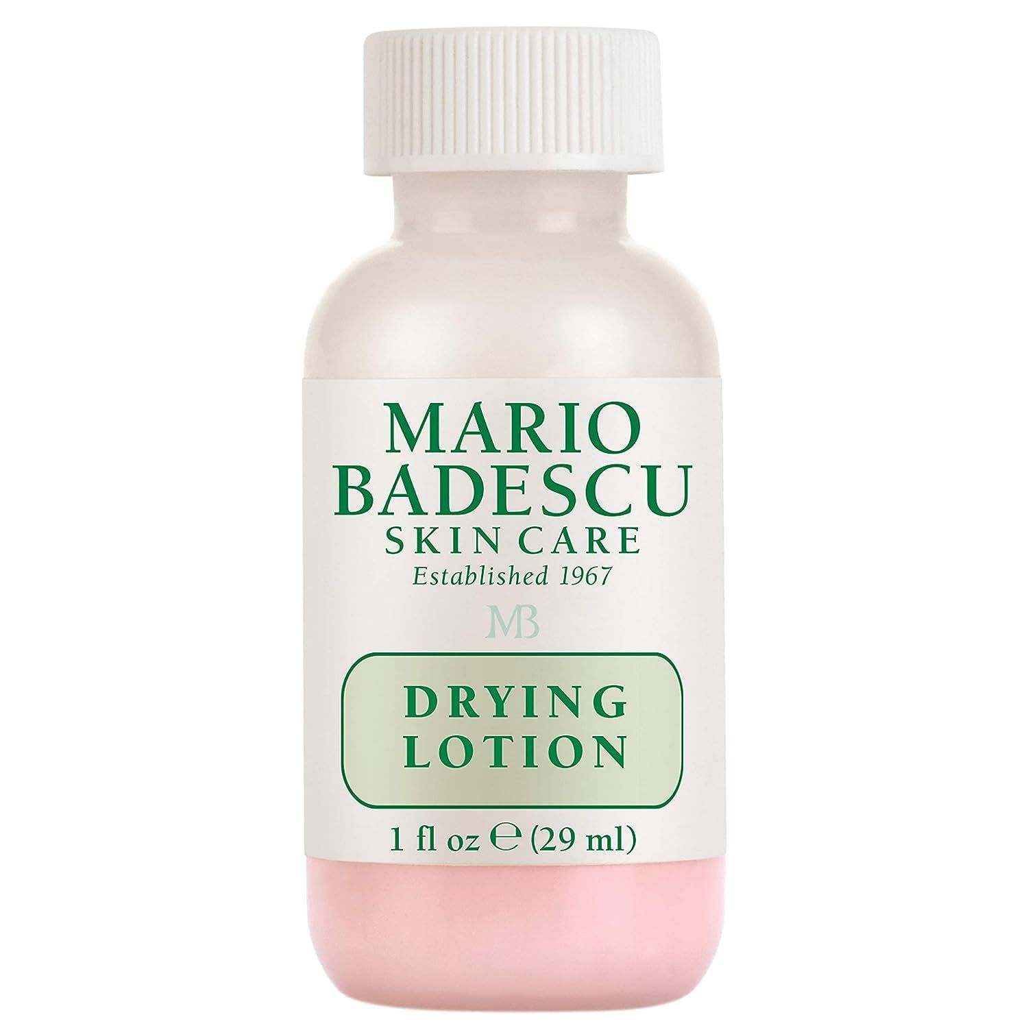 Flesje Mario Badescu Drying Lotion met roze en witte vloeistof.