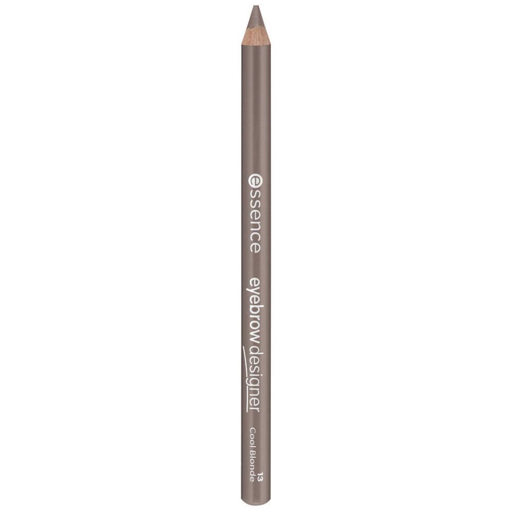 Crayon à sourcils Essence. Crayon gris avec pointe. Inscription : eyebrow designer, cool blonde 13.