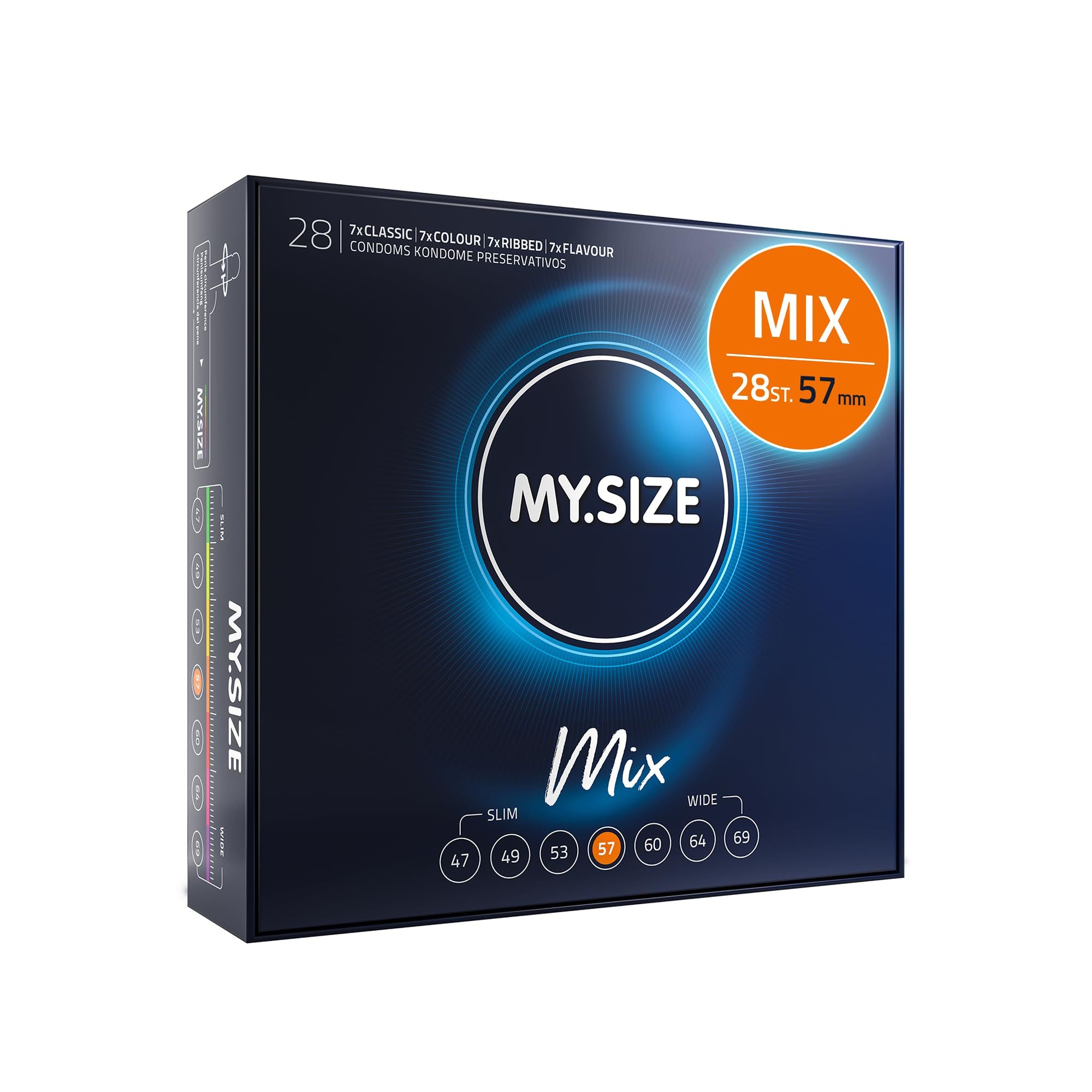 MY.SIZE Mix condooms: 28 stuks, maat 57mm. Uitzonderlijke kwaliteit.