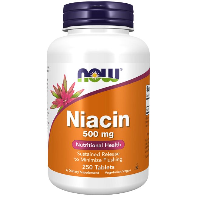 NOW Niacine 500 mg, 250 comprimés, complément alimentaire, végétarien/végan.