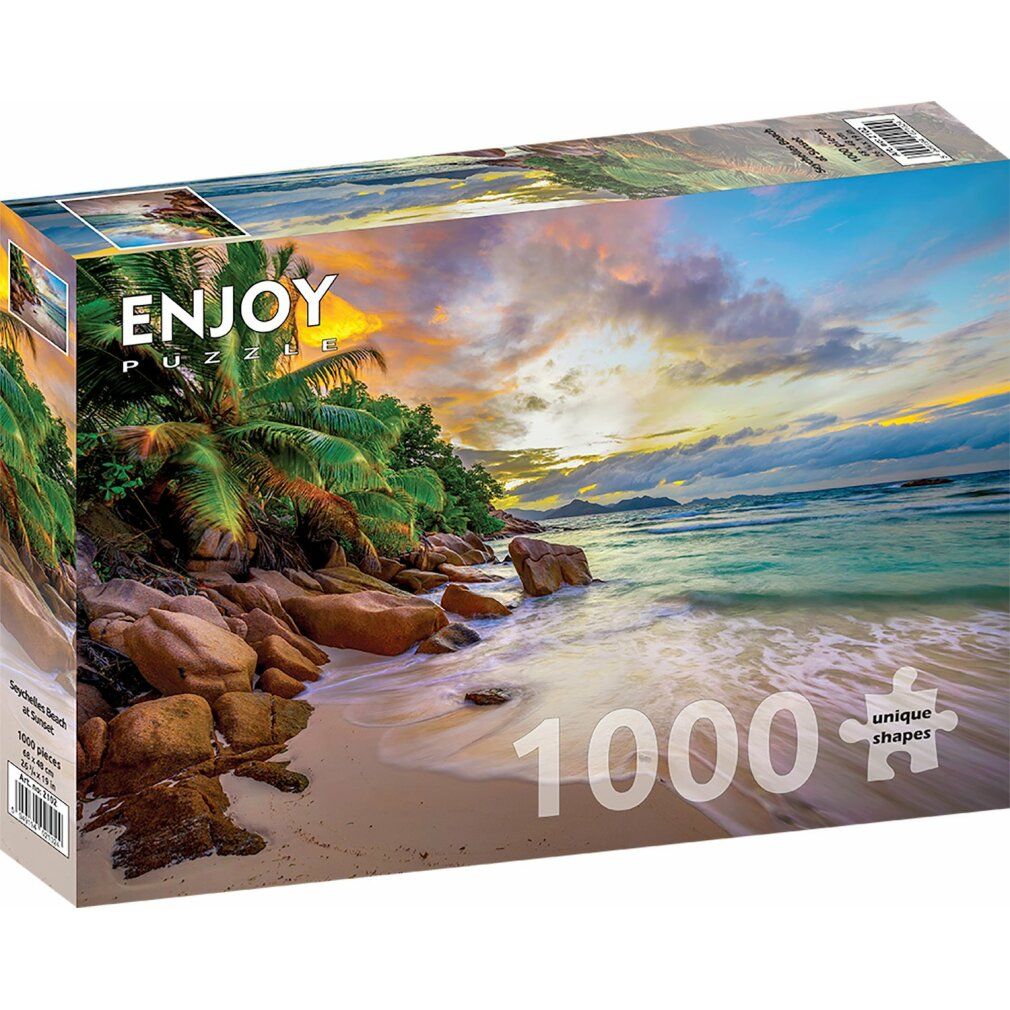 enjoy Puzzel Seychellen Stranden bij zonsondergang 1000 stuks
