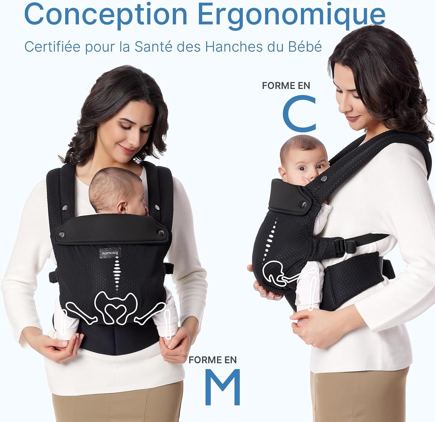 Momcozy Porte-bébé - Léger & Respirant Maille Aérée-Noir